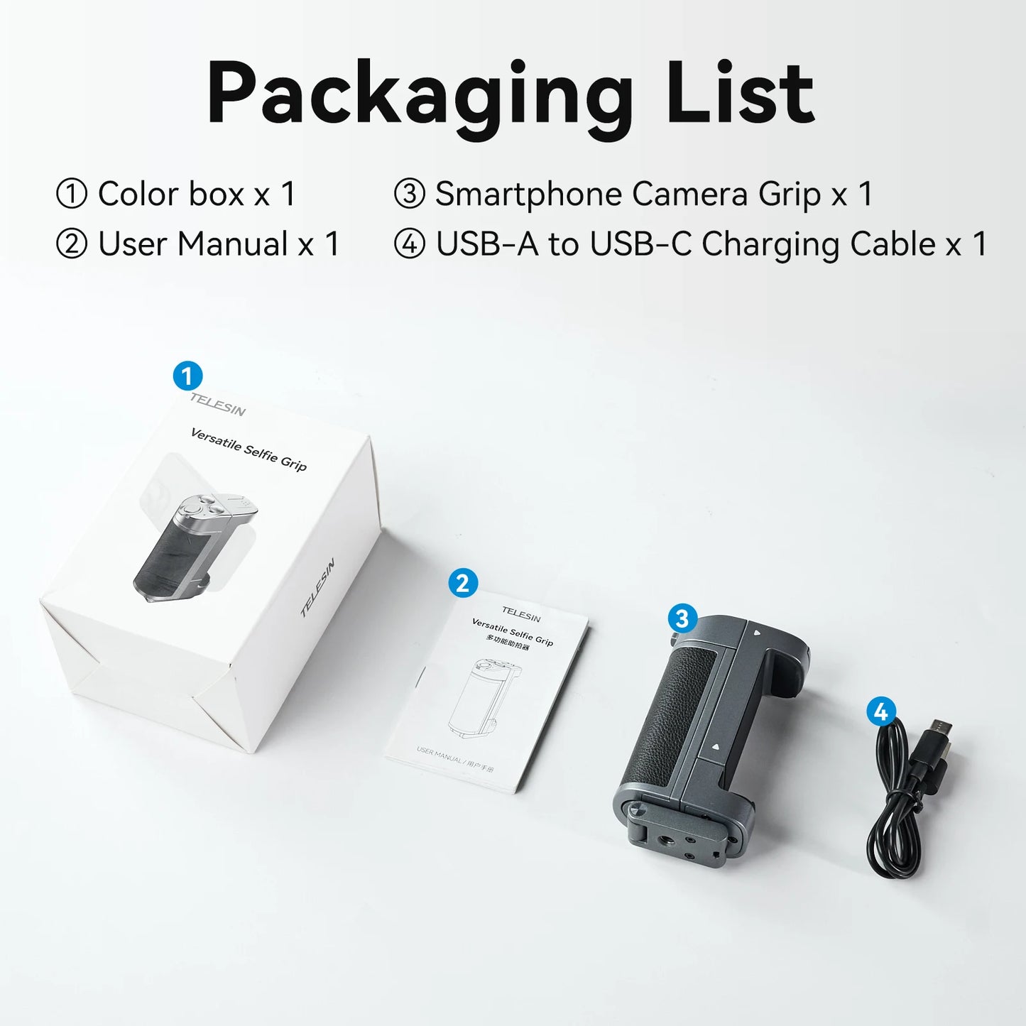 TELESIN Phone Camera Selfie Grip Handle Holder Bluetooth-Compatible Remote Control Adapter Grip Selfie Phone Stand Device Custom