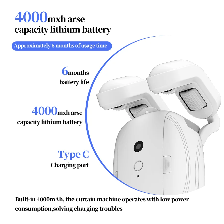 WiFi  Smart Automatic Curtain Opener with App Timer Voice Control High Performance Motor for Roman Pole Tracks ，Light Sensor 
