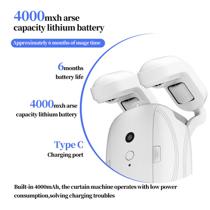WiFi  Smart Automatic Curtain Opener with App Timer Voice Control High Performance Motor for Roman Pole Tracks ，Light Sensor 