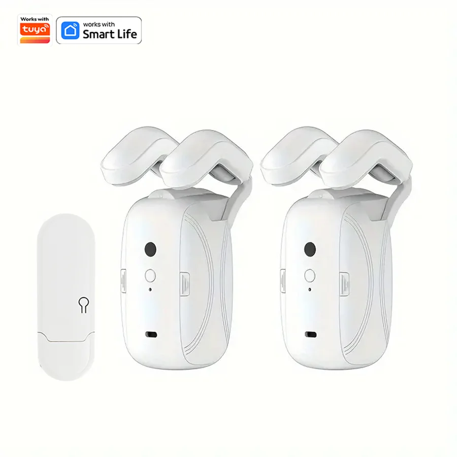 WiFi  Smart Automatic Curtain Opener with App Timer Voice Control High Performance Motor for Roman Pole Tracks ，Light Sensor 