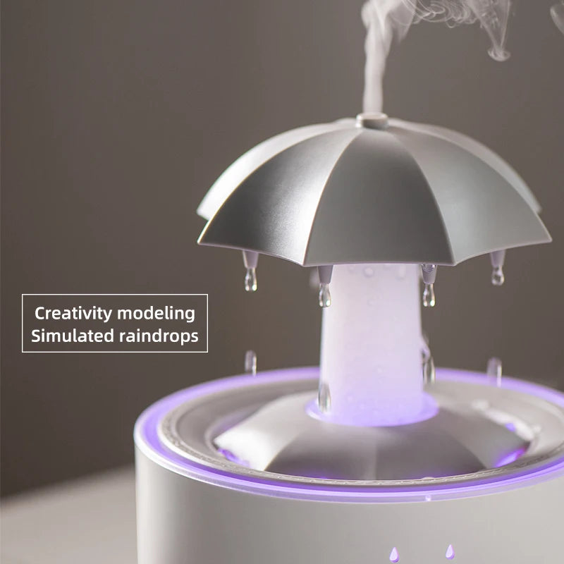 New Rainbow Raindrop Aromatherapy Machine Rotating Water Drop Humidifier 7-Color Lamp Creative Umbrella Essential Oil Diffuser