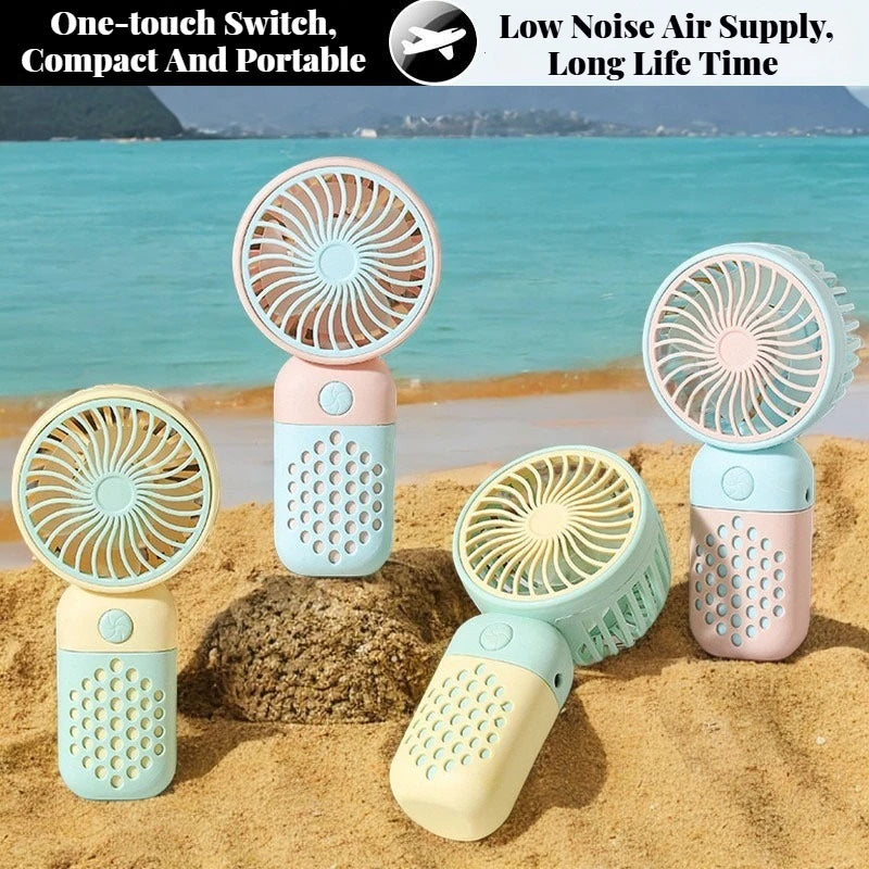 New Cartoon Cute Mini USB Handheld Charging Fan - Portable Pocket-Sized for Home, Outdoor, Office & Student Dorm Use